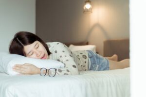 woman drooling while sleeping 